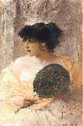 Franciszek zmurko Woman with a fan. oil